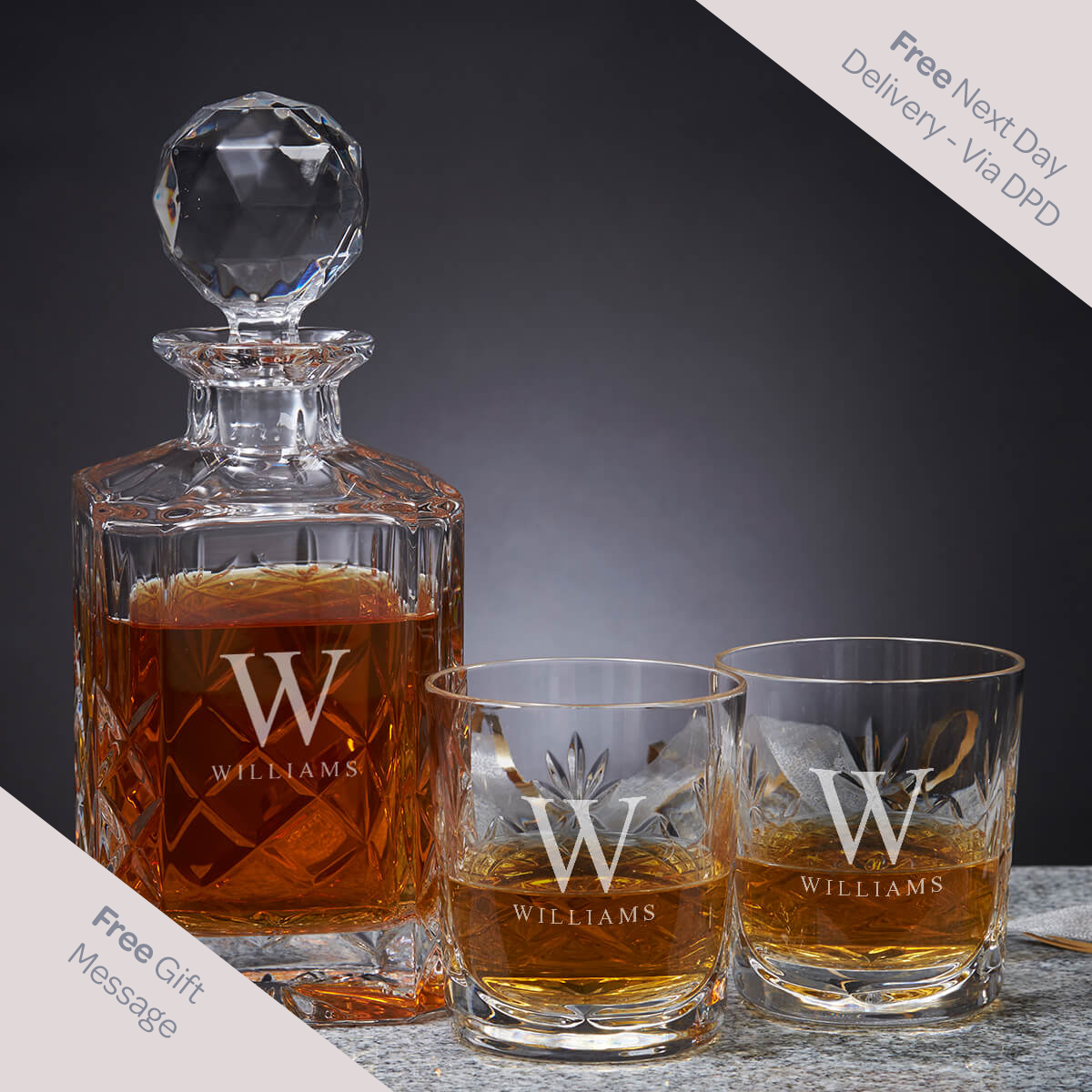 Personalised Family Name Crystal Decanter Set 