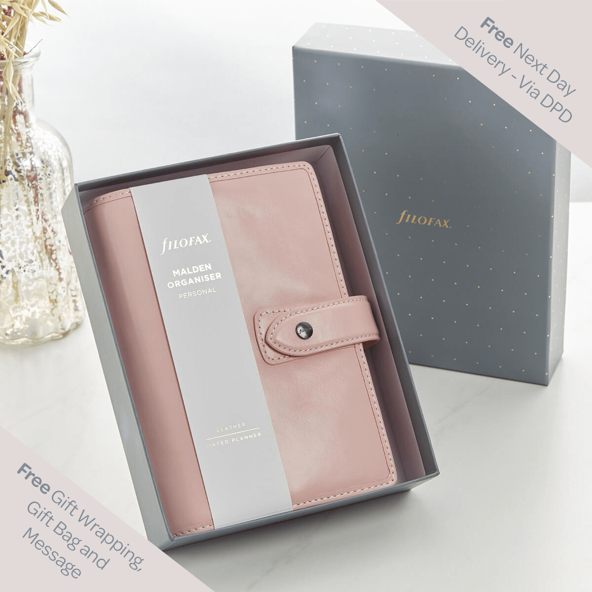 Filofax Malden 2025 Leather Organiser Pink