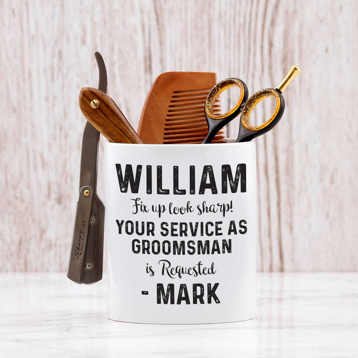 personalised Fix Up Look Sharp Shaving Pot