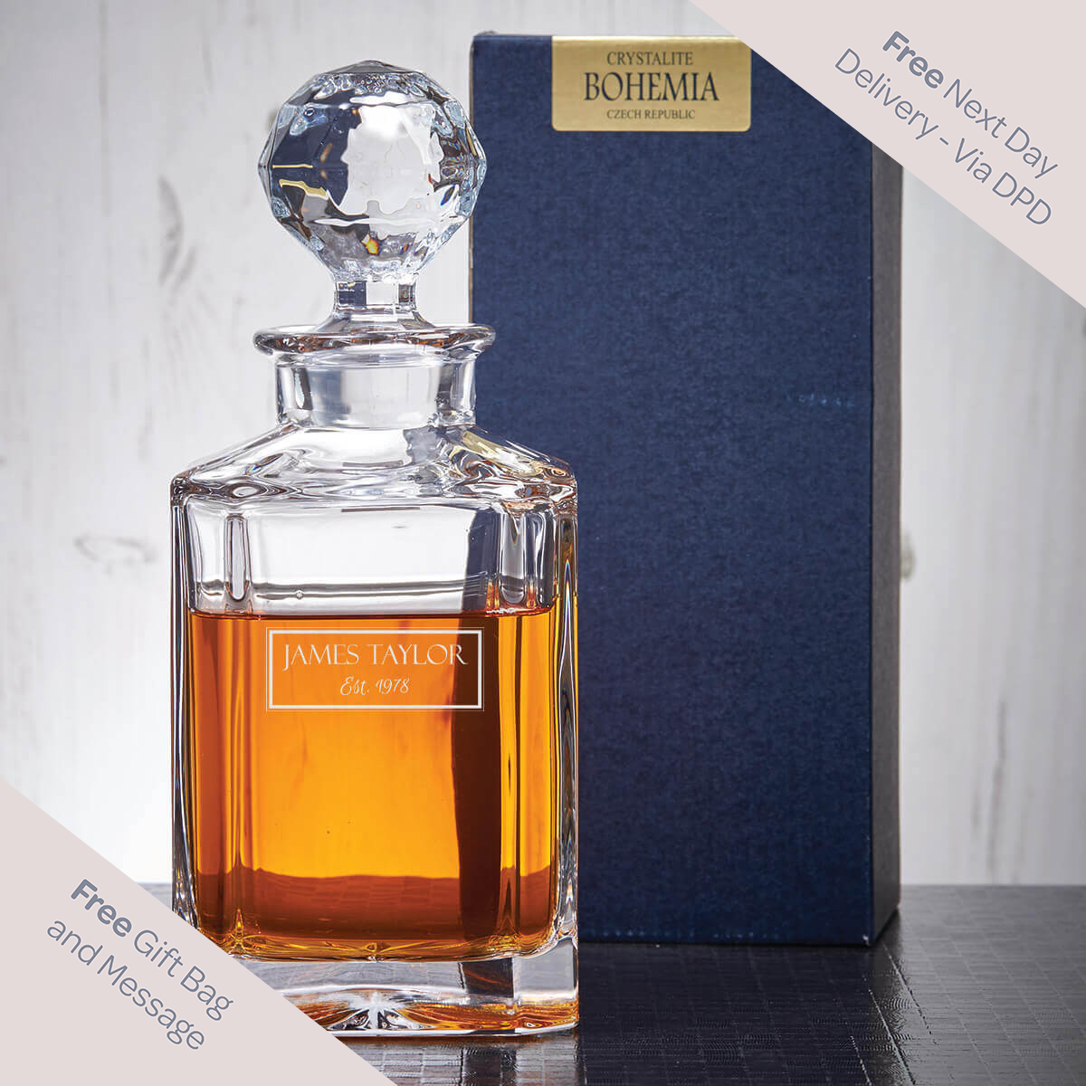 Framed Name Crystal Decanter