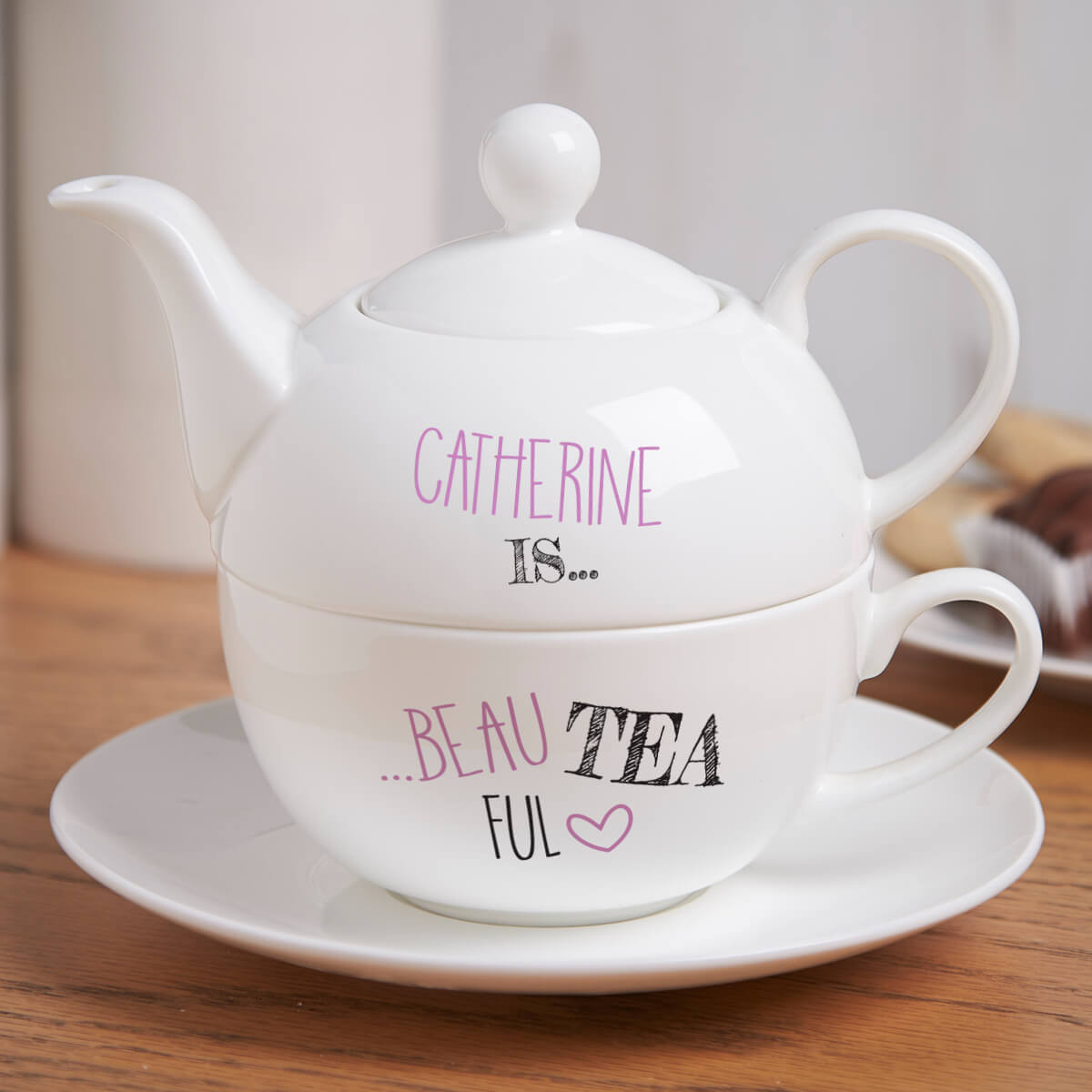 personalised Beau Tea Ful Tea For One Teapot