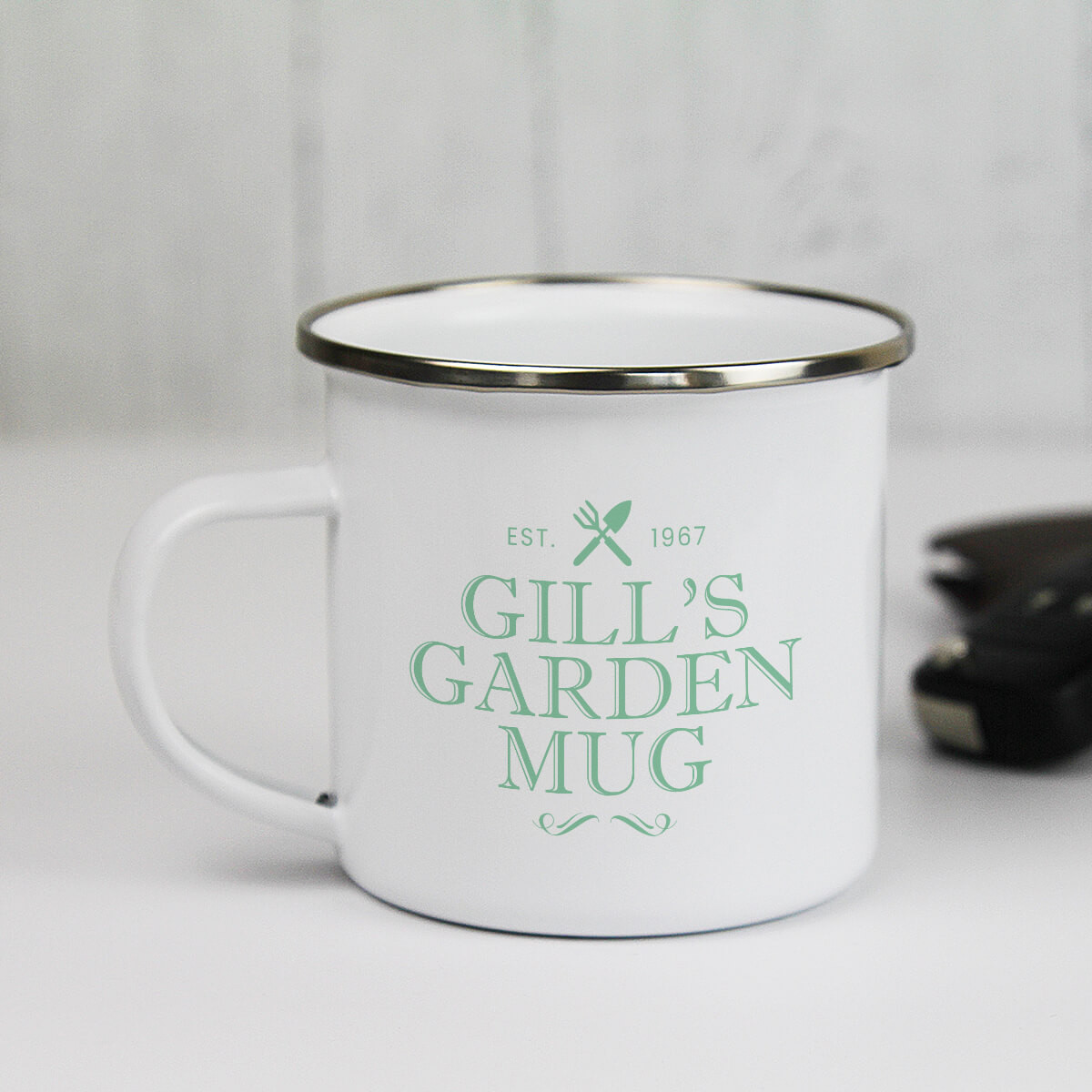 personalised Garden Enamel Mug