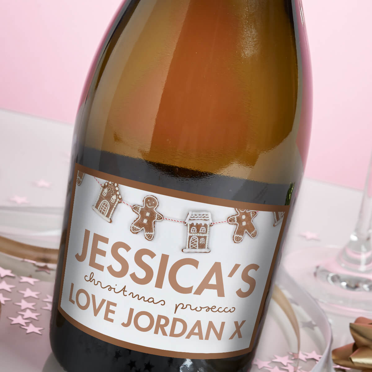 personalised Gingerbread Man Christmas Prosecco