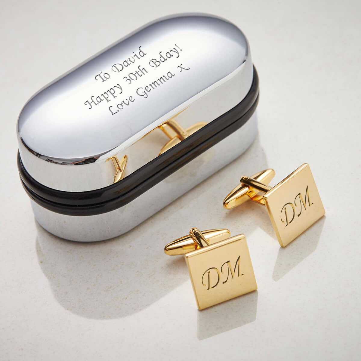 Personalised Gold Finish Square Cufflinks