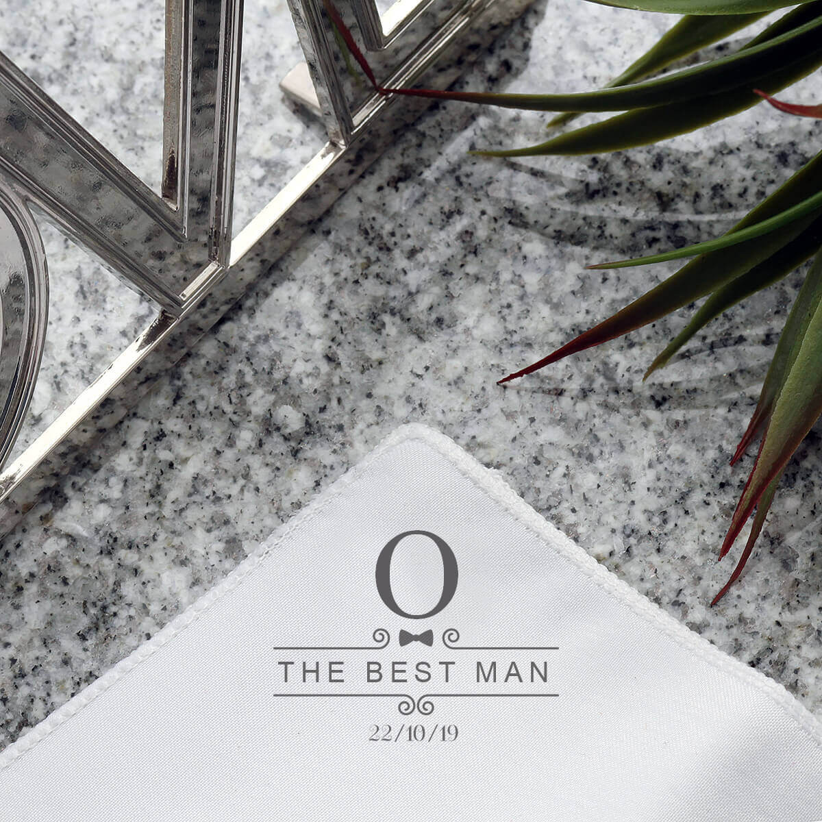 personalised Ornate Best Man Pocket Square