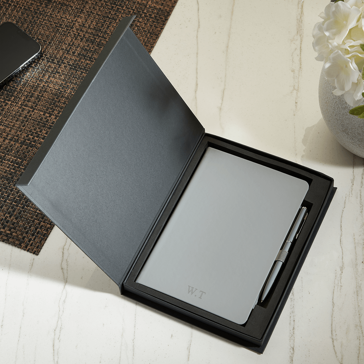 Grey Notebook & Pen Gift Set