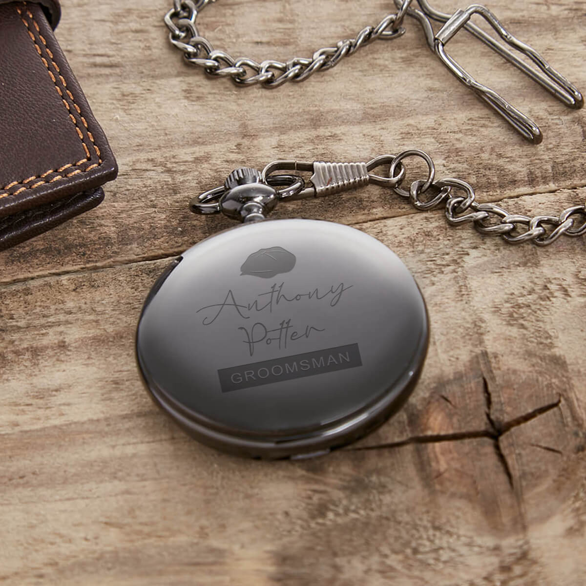 personalised Gun Metal Pocket Watch