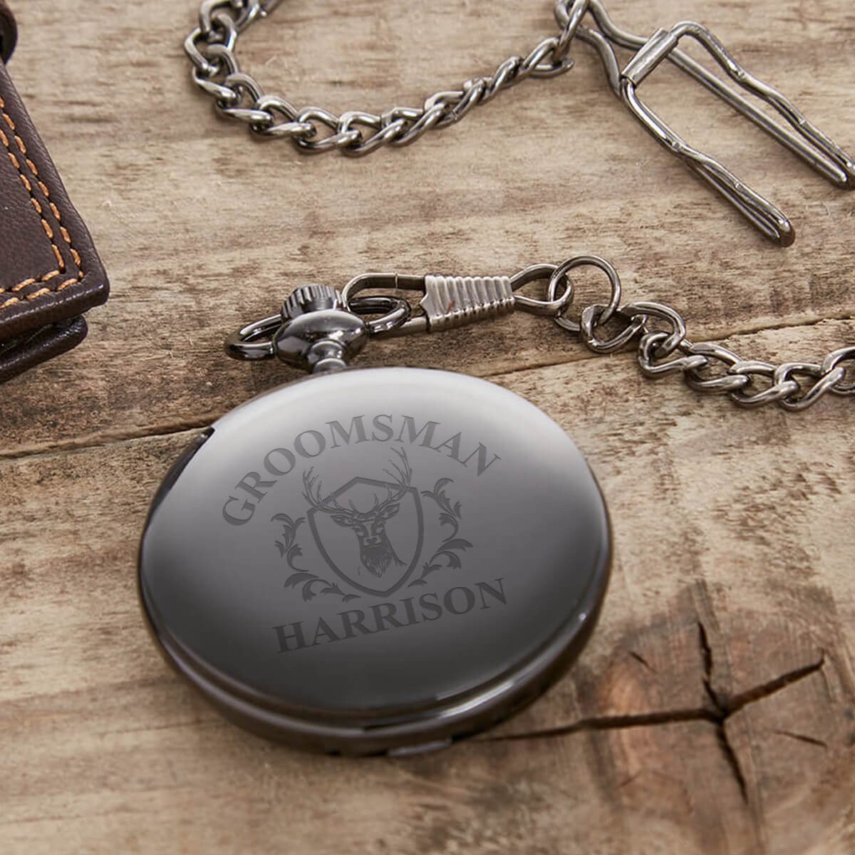 personalised Gun Metal Pocket Watch