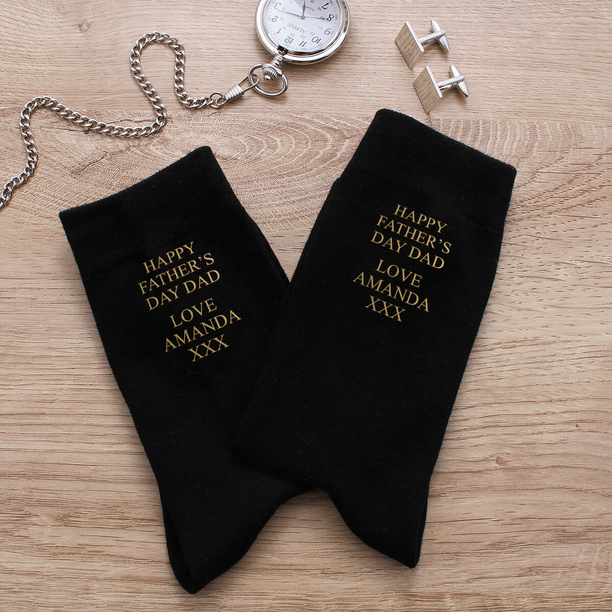 personalised Happy Father's Day Black Socks