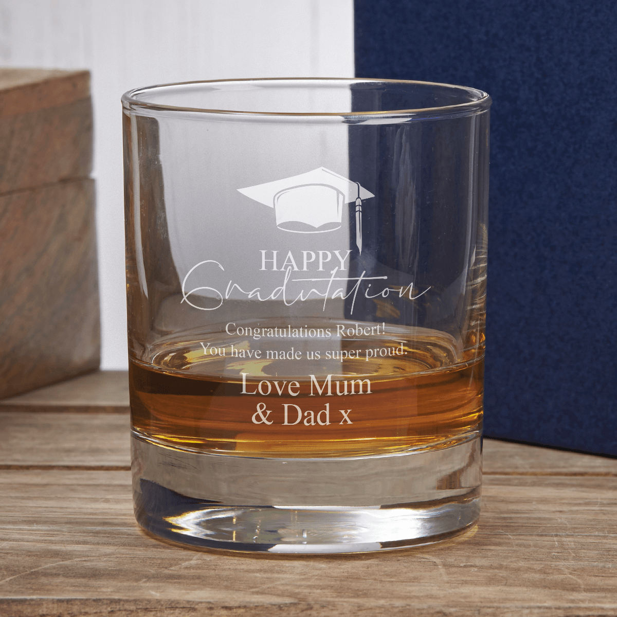 Happy Graduation 290ml Bar Line Old Fashioned Whisky Tumbler
