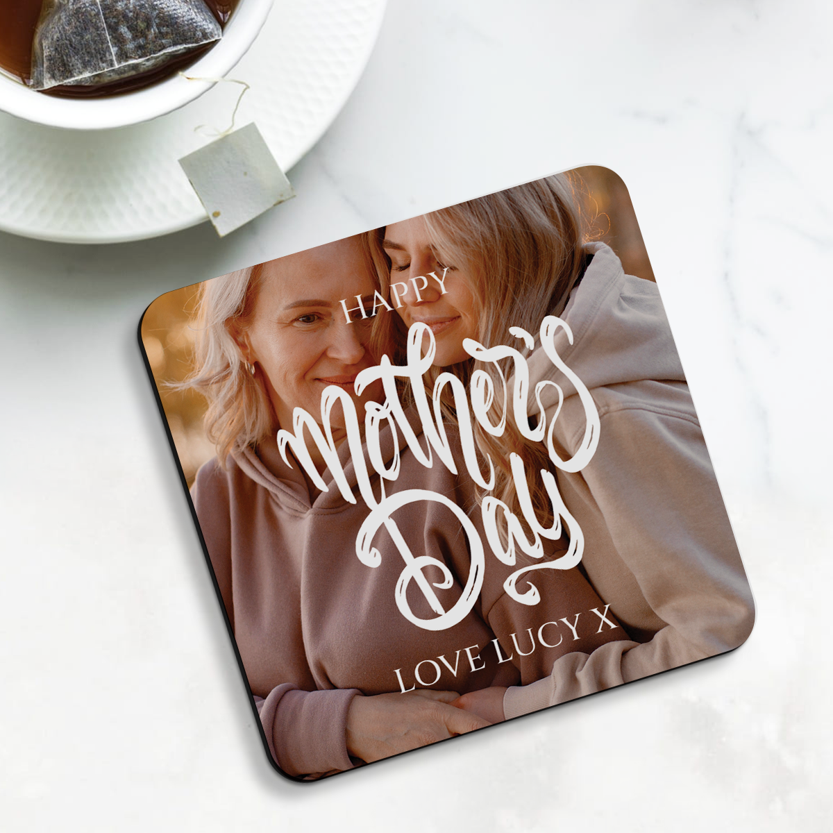 Happy Mothers Day Photo Upload Hardboard Square Coaster 