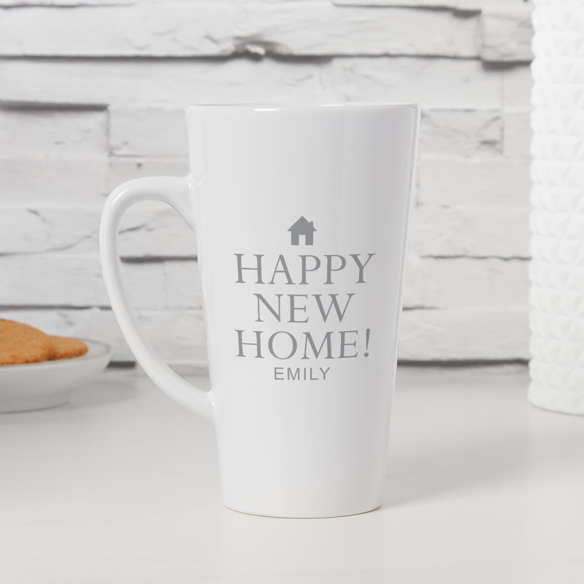 personalised Happy New Home Tall Latte Mug