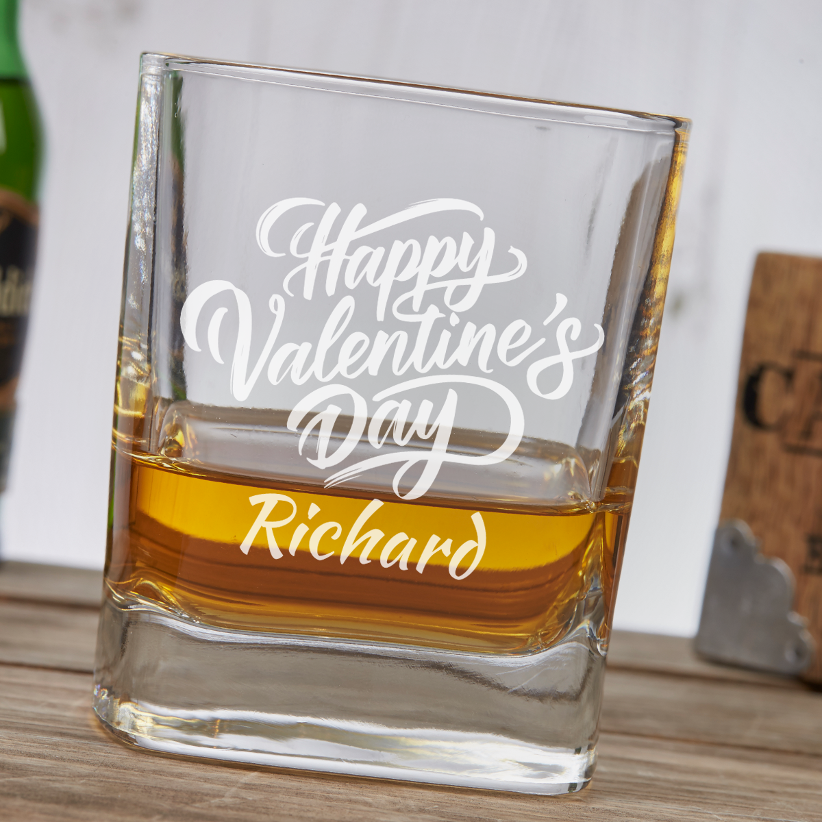 Happy Valentines Day 10oz Square Whisky Tumbler 