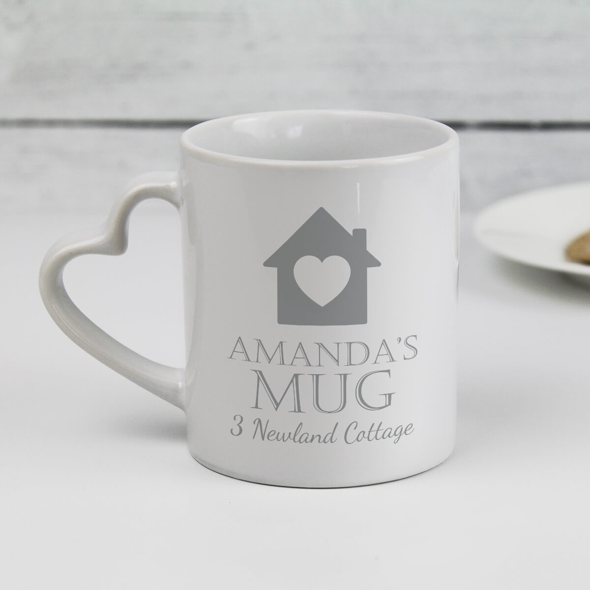 personalised Heart Home Heart Handle Mug