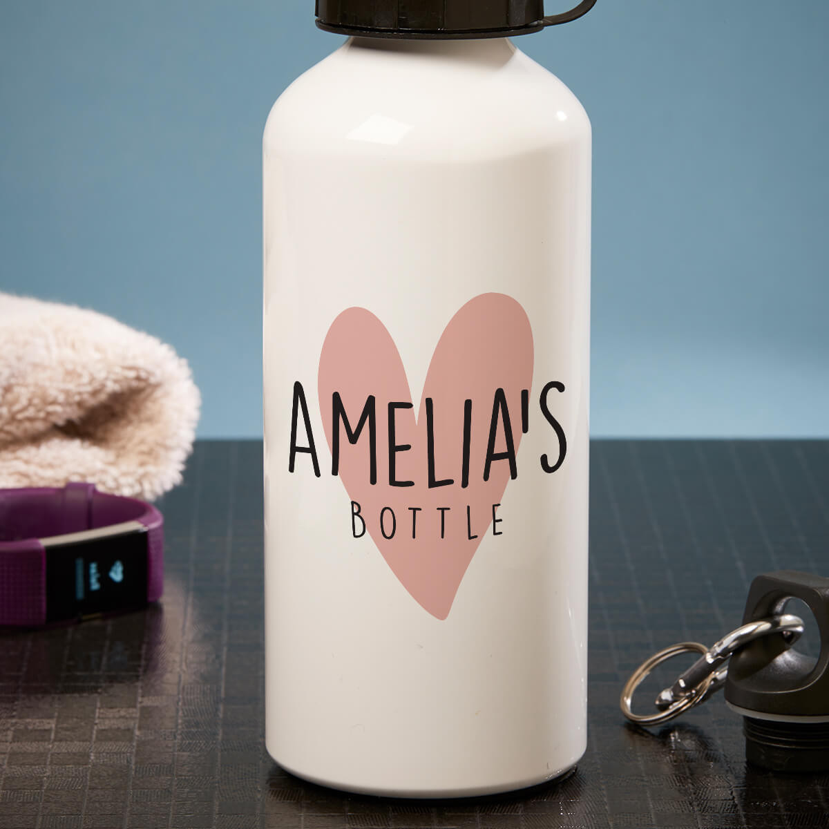 personalised Heart White Water Bottle