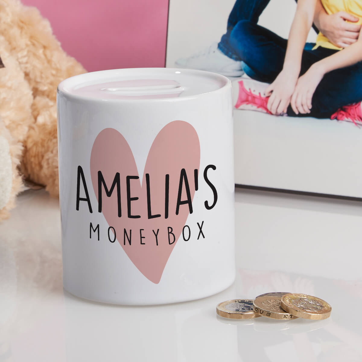 personalised Love Heart Personalised Money Box