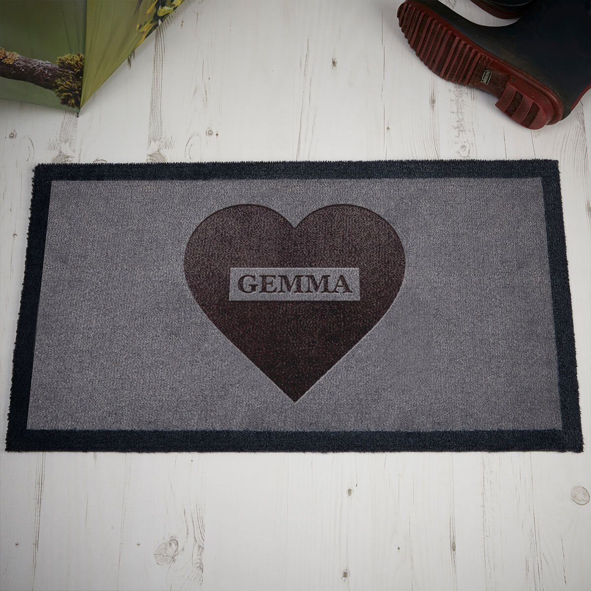 personalised heart name doormat