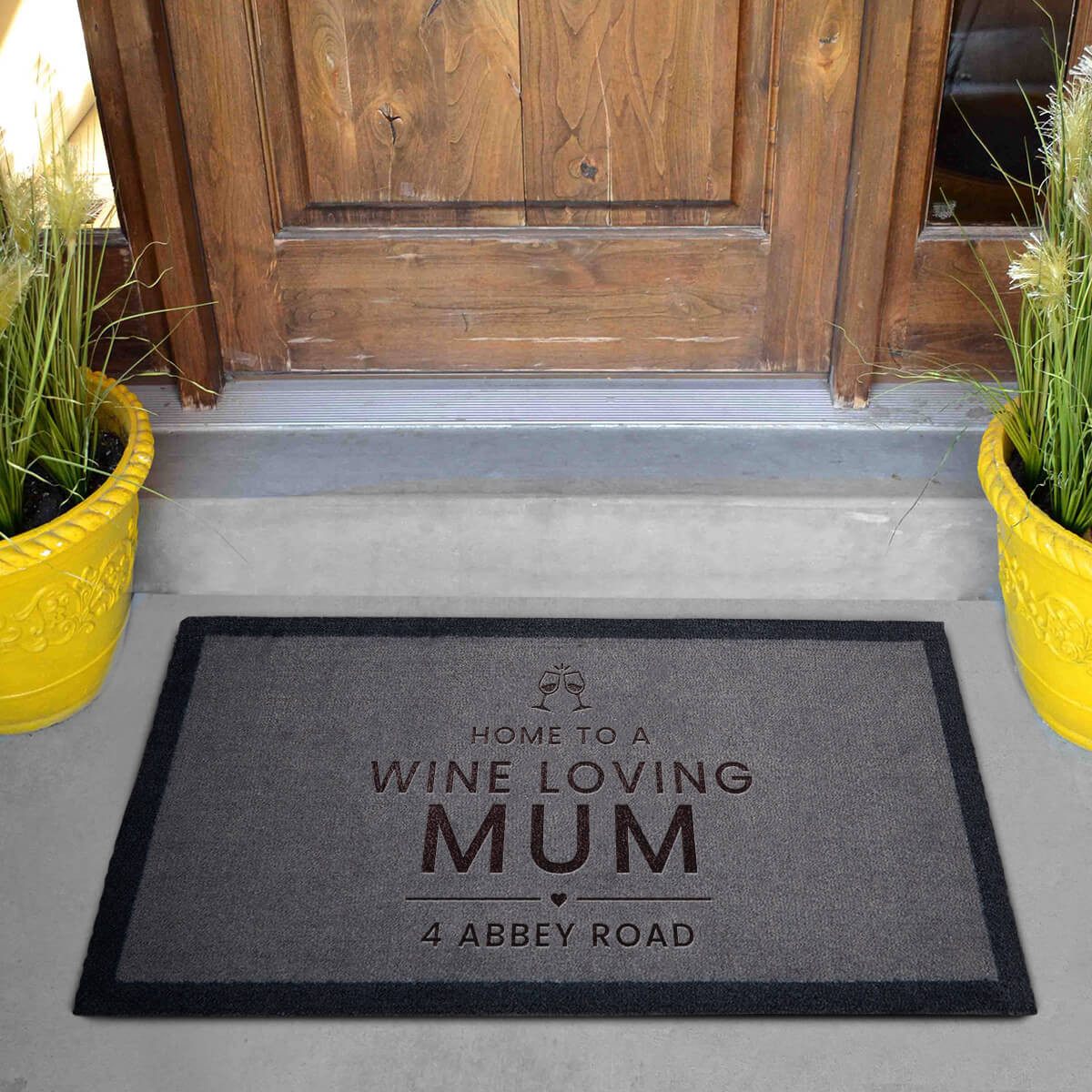 personalised Wine Loving Mum Grey Doormat