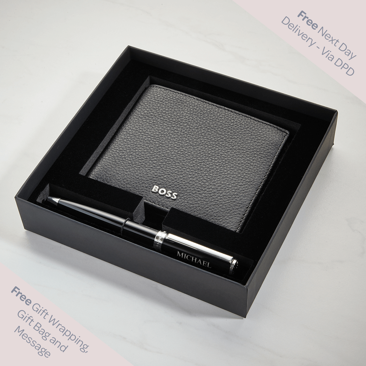 Hugo Boss Black Wallet & Ballpoint Pen Gift Set