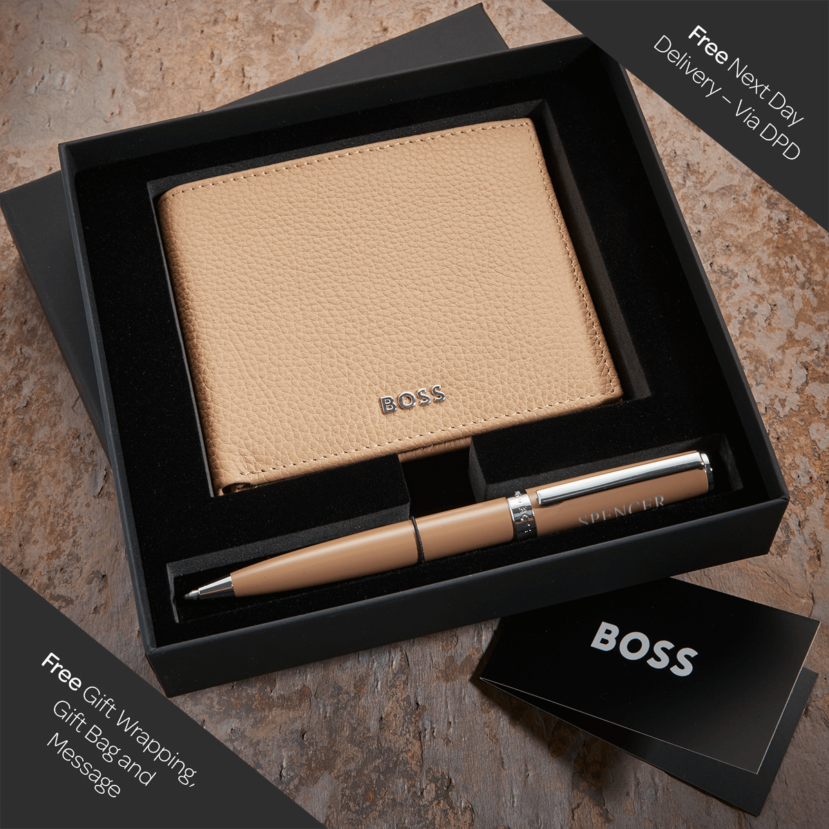 Hugo Boss Camel Ballpoint Pen & Wallet