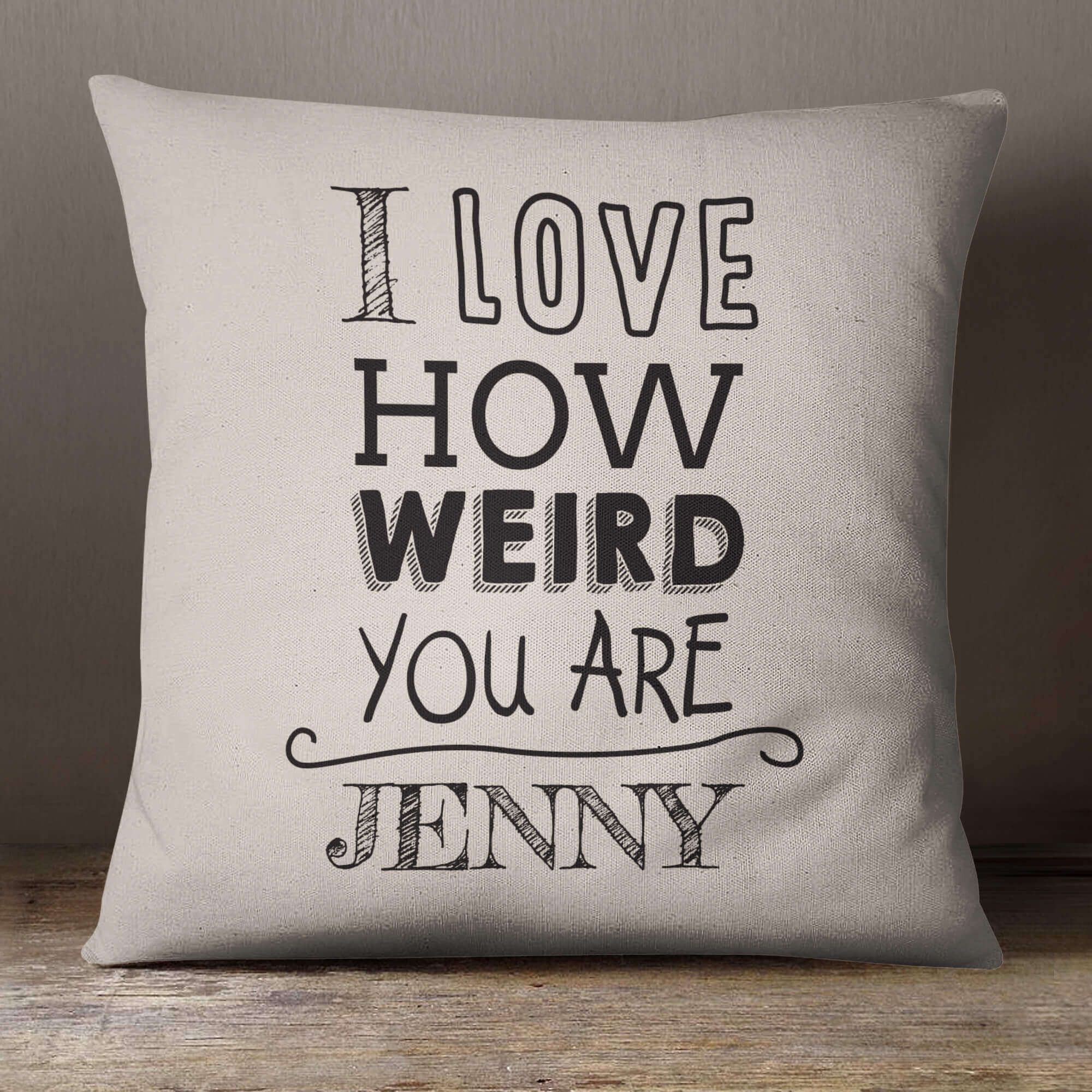 personalised Love Weird Cotton Cushion