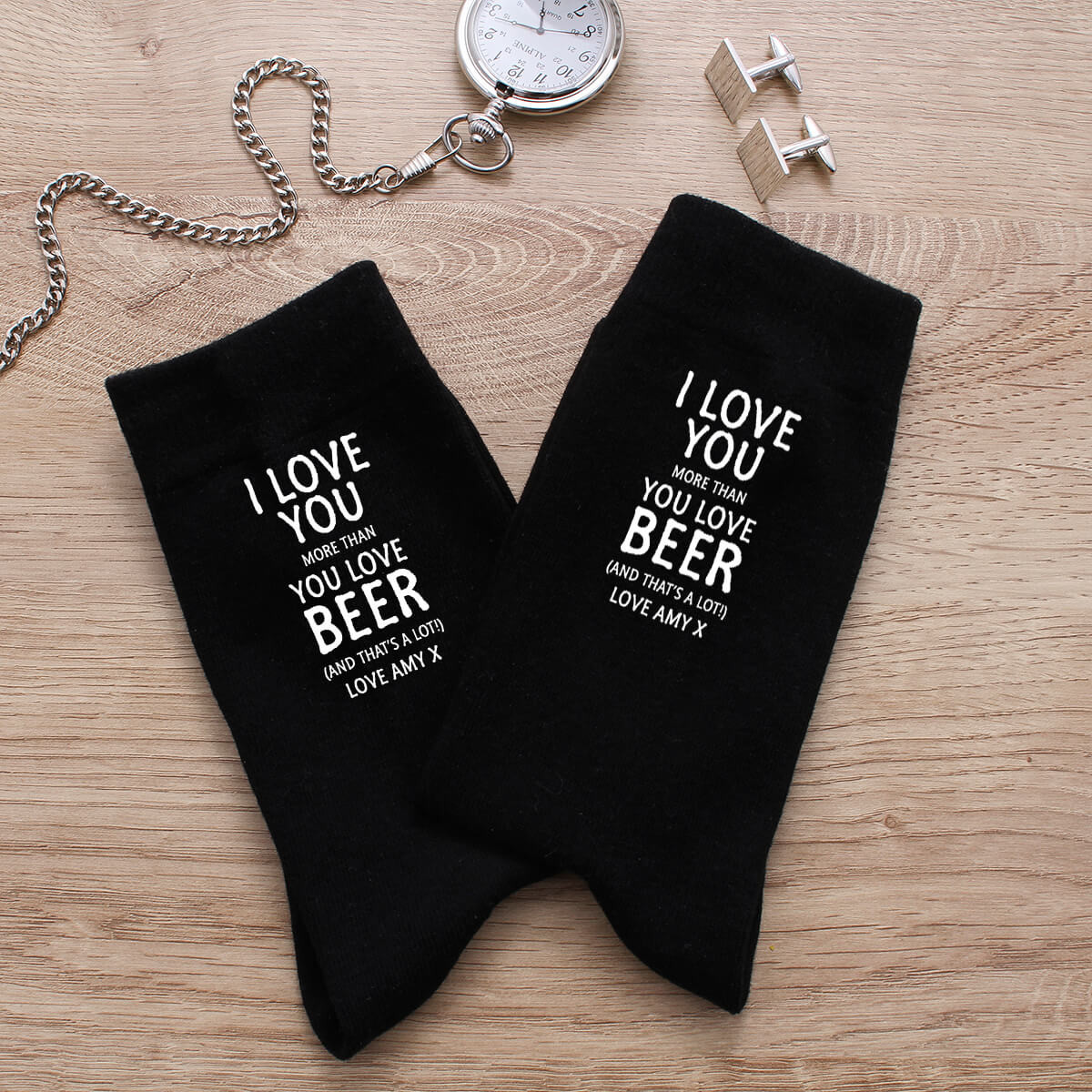 personalised More Than Beer Black Socks