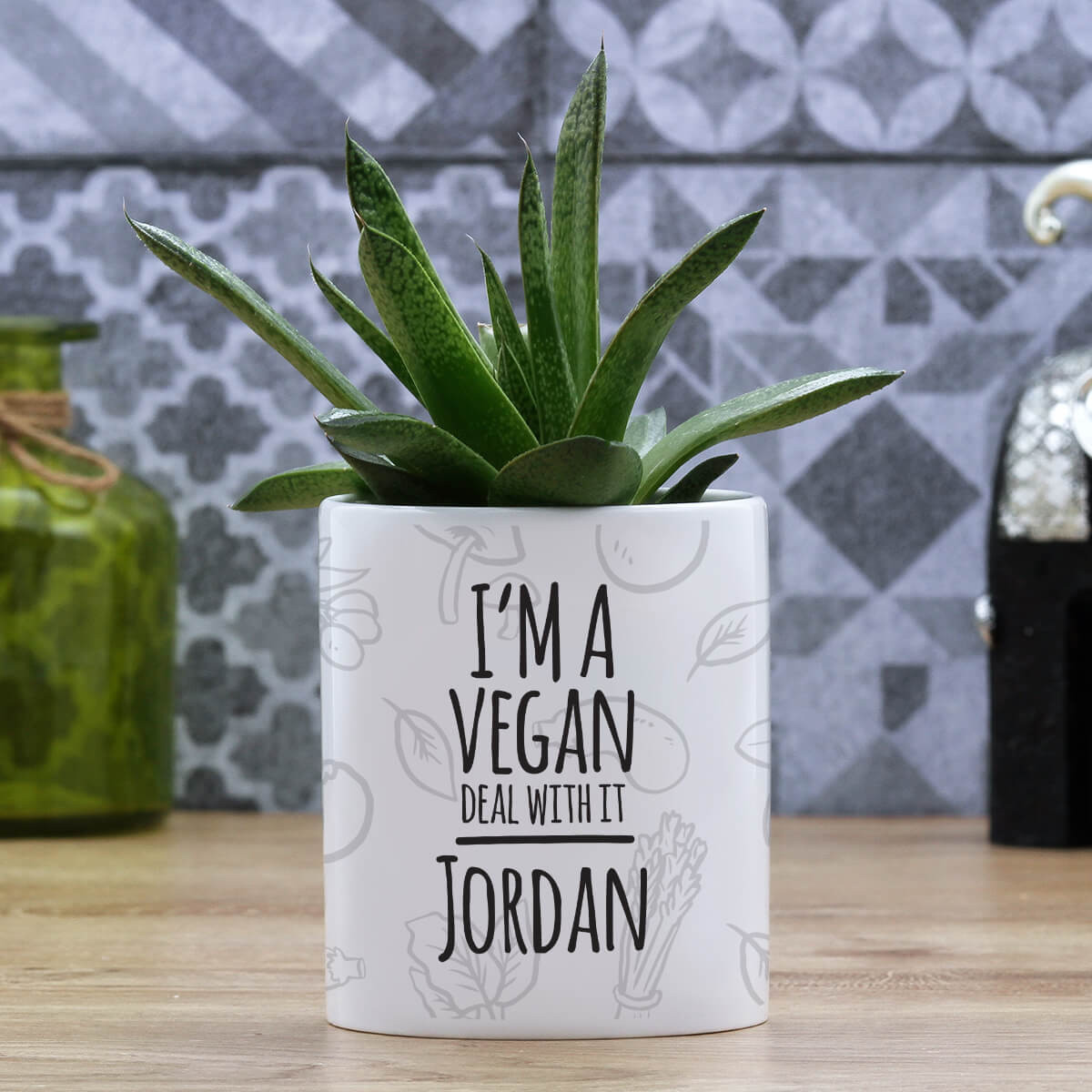 personalised vegan plant pot