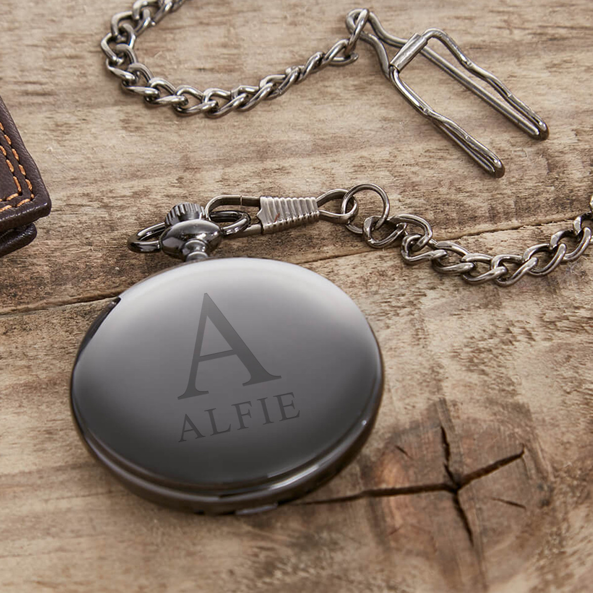 personalised Gun Metal Pocket Watch