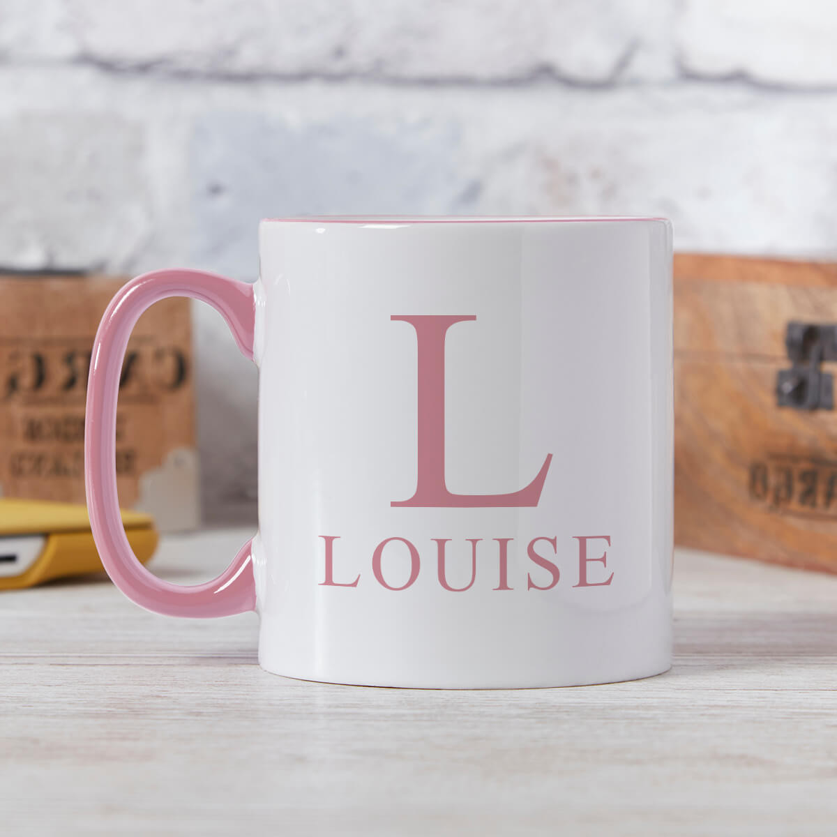 personalised Initial Name Two Tone Mug Pink