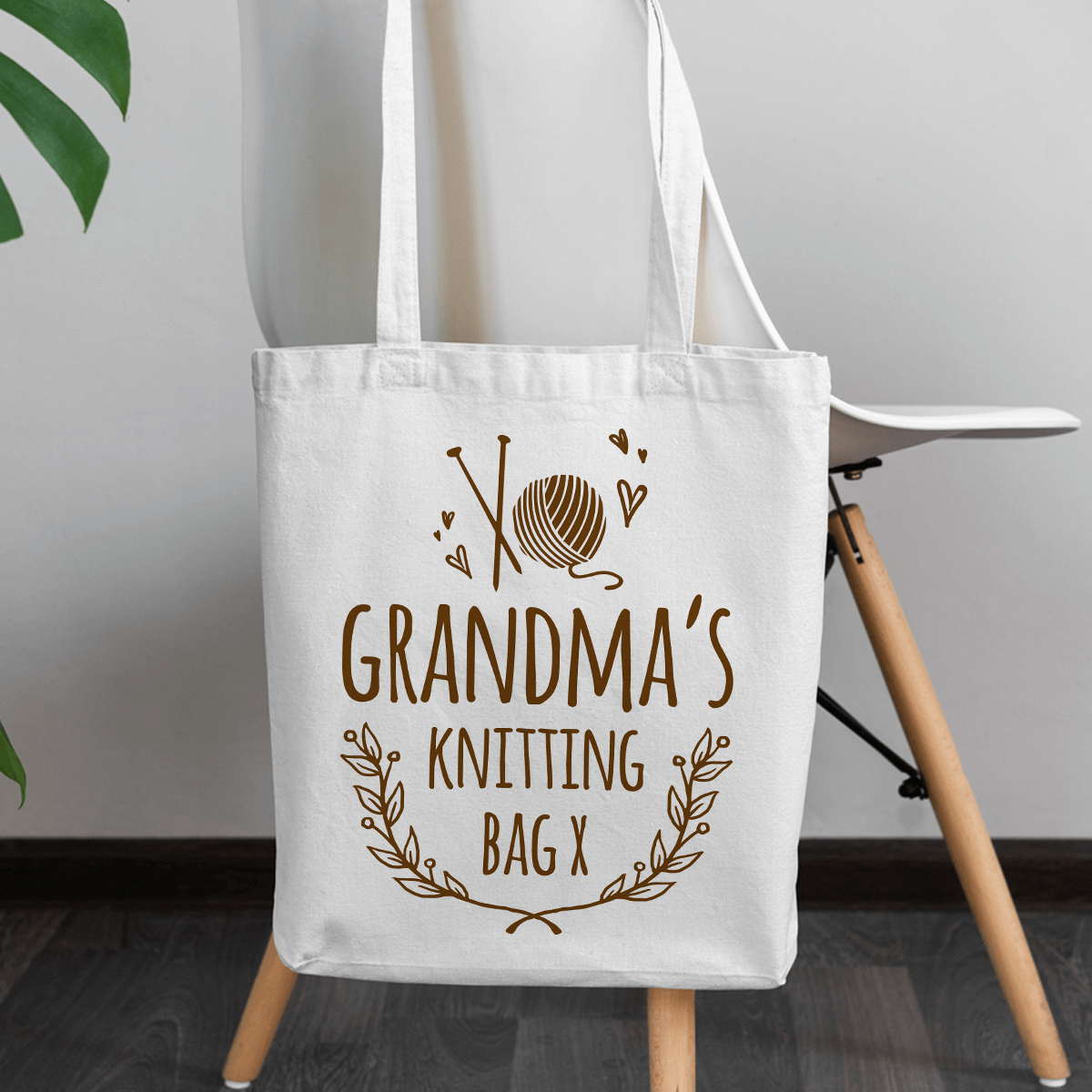 PersonalisedKnitting Bag 100% Cotton Tote Bag 38 x 42cm Re Usable