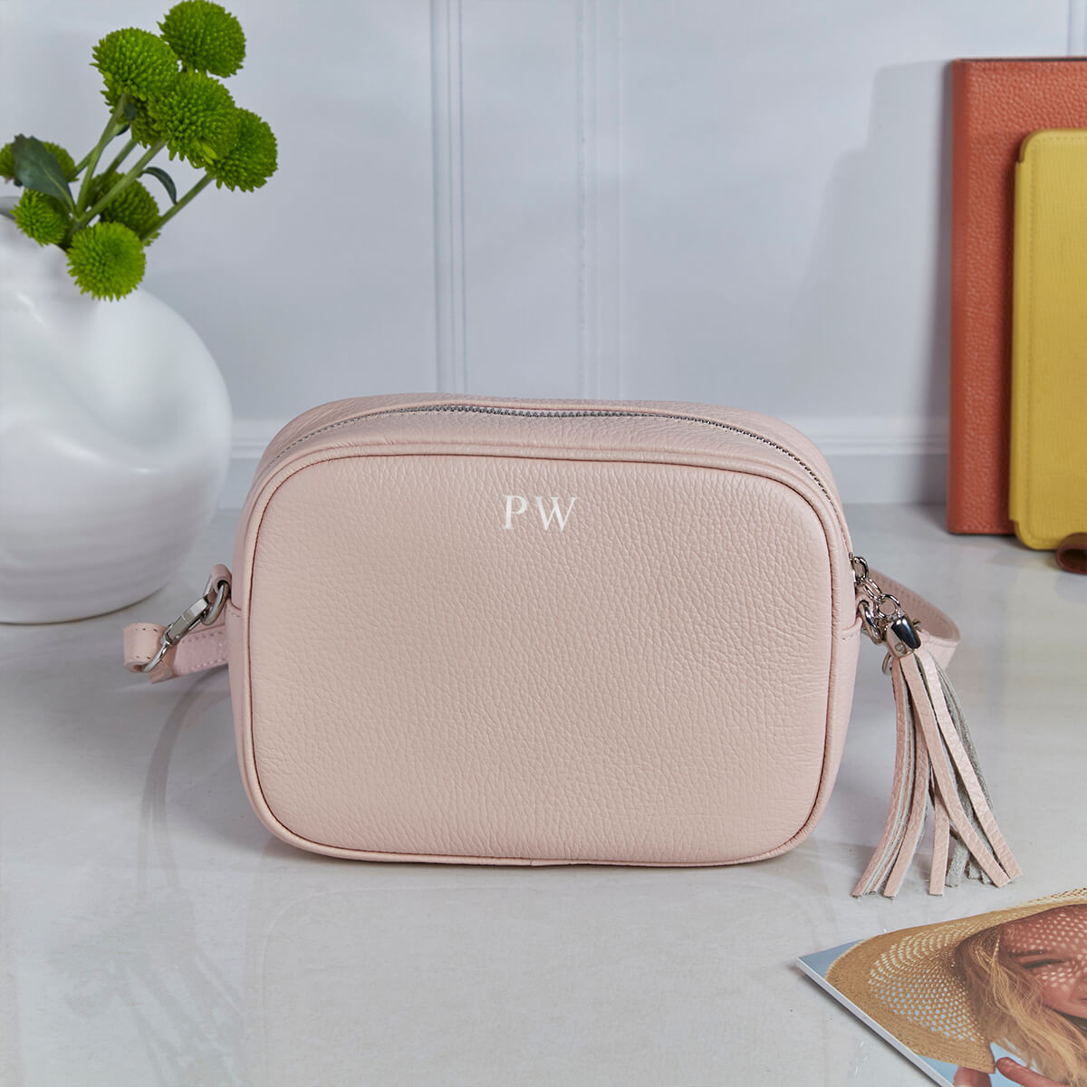 Personalised Leather Crossbody Bag Pink Boutique Gifts