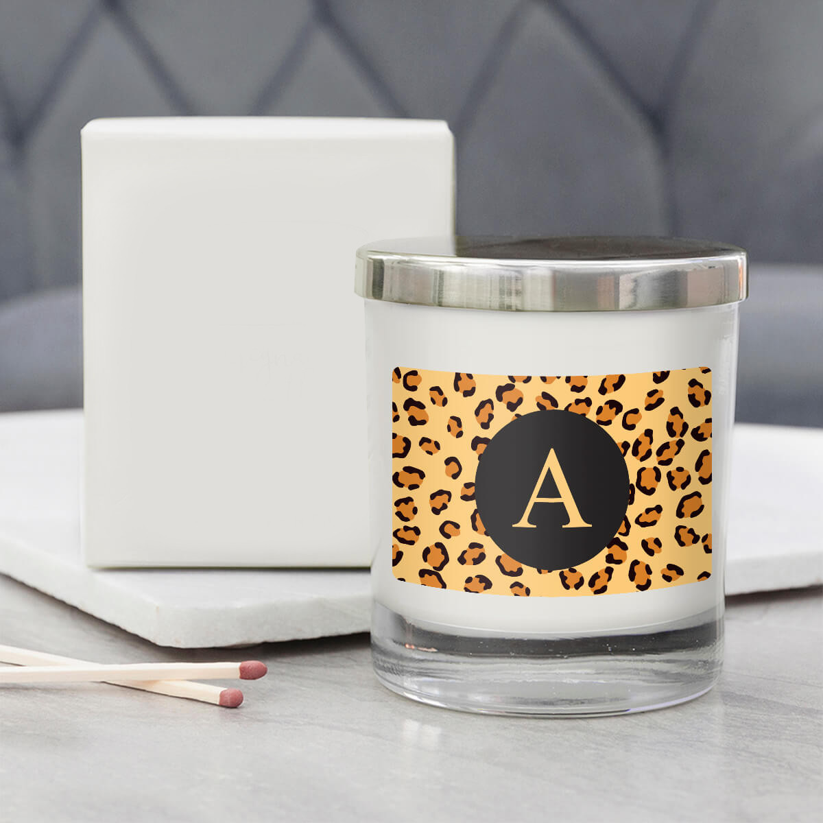 personalised Leopard Print Personalised Candle