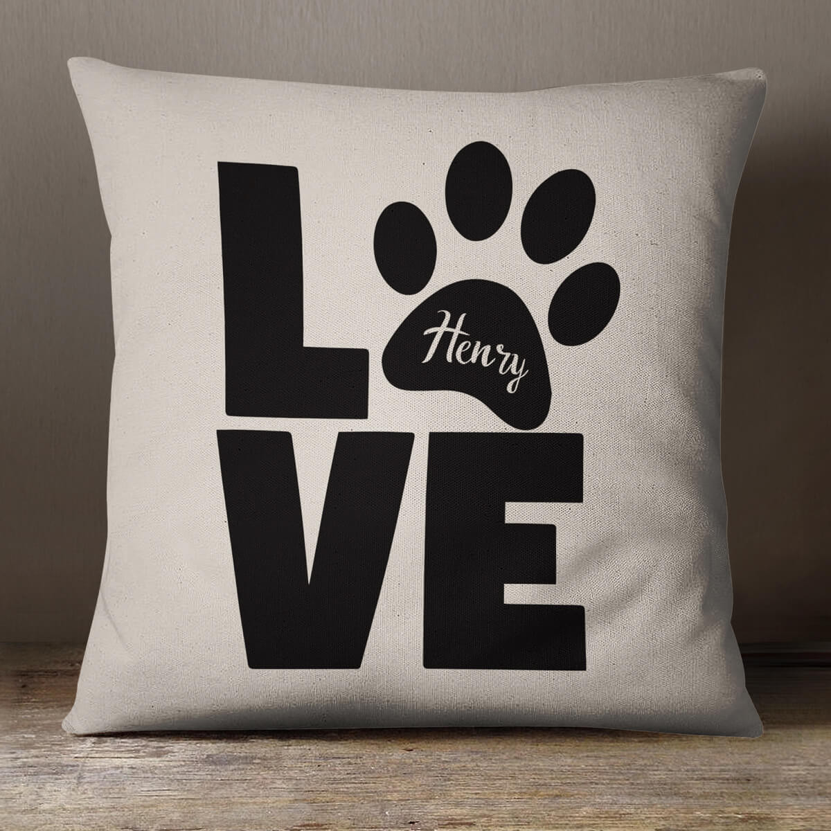 personalised Love Paw Cotton Cushion