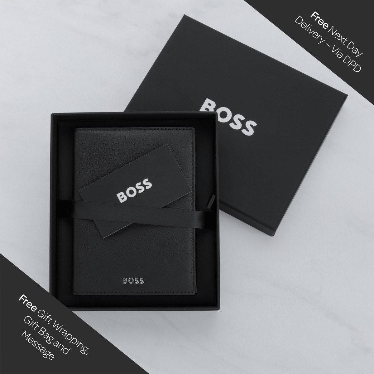 Hugo Boss Classic Smooth Passport Holder - Black