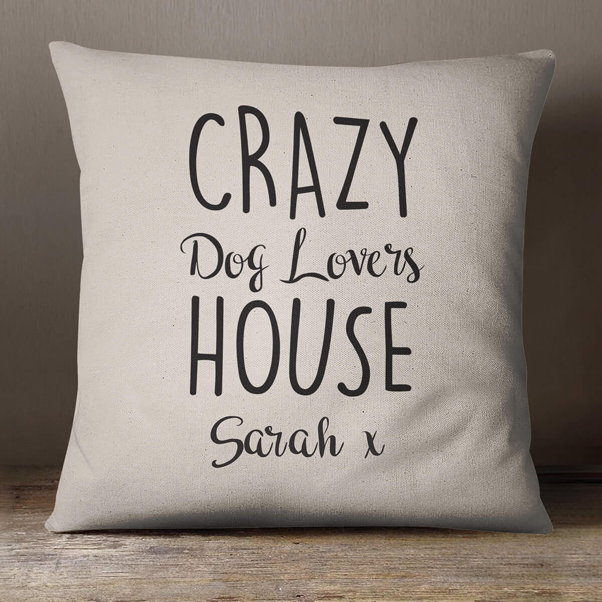 personalised Dog Crazy Cotton Cushion