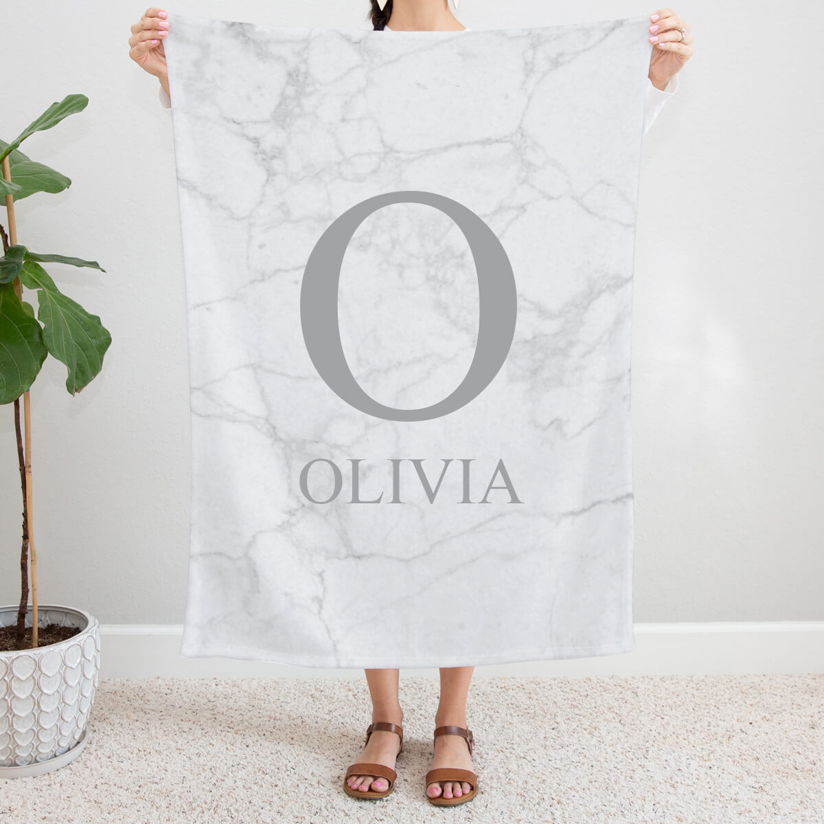 personalised Marble Monogram Blanket