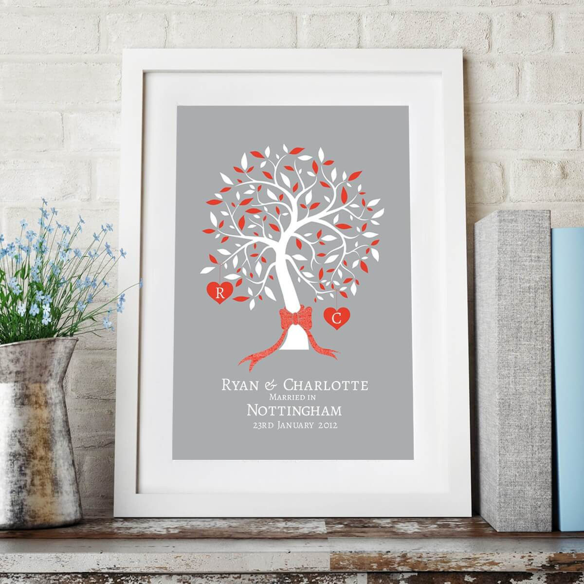 personalised Marriage Tree Initials Wall Art