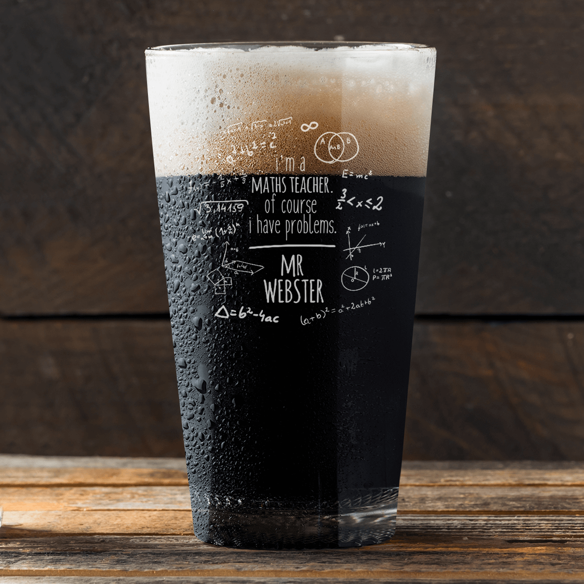 Engraved pint shop glasses