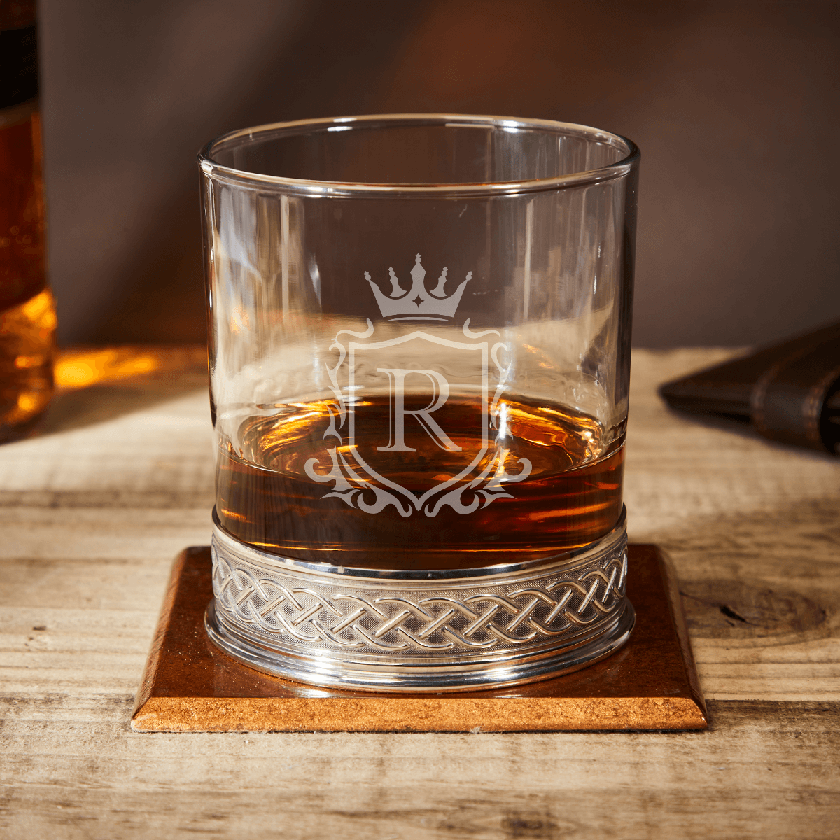 Monogram Crest Celtic Glass Whisky Tumbler