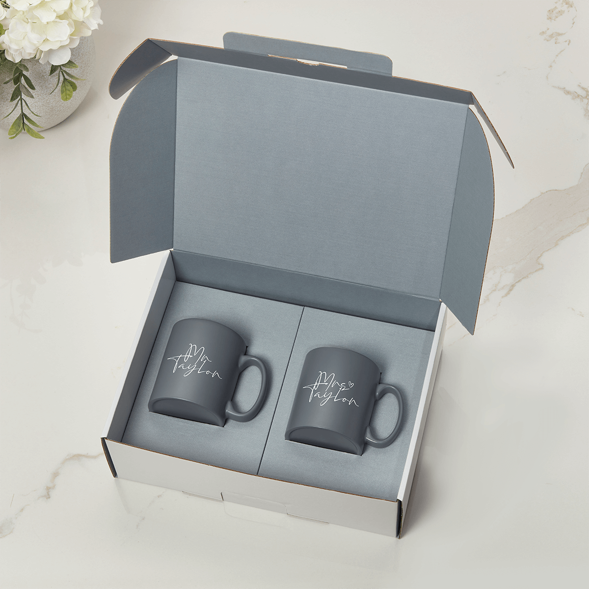 Mr & Mrs Grey Mugs Gift Set