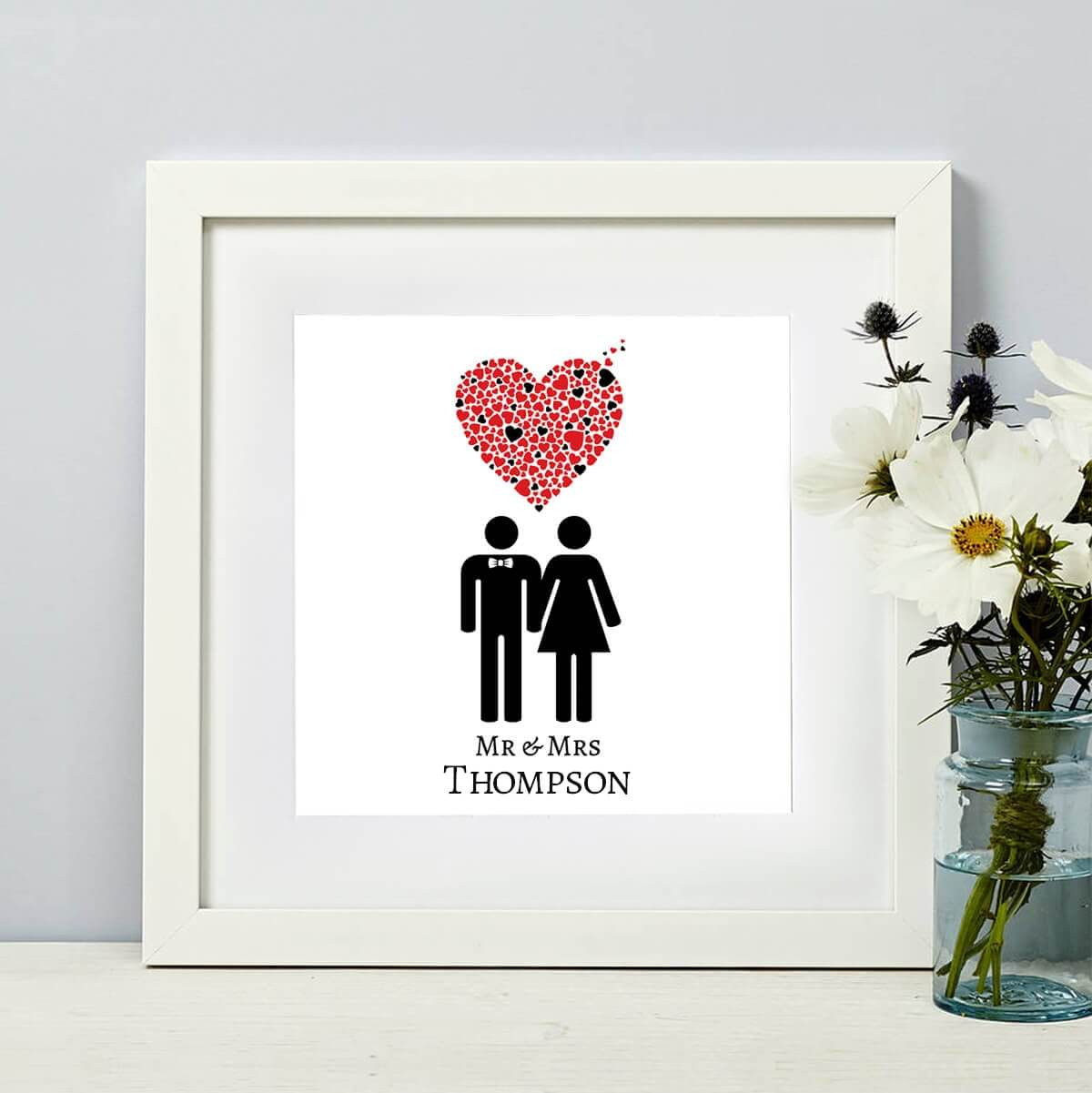 Personalised Mr & Mrs Heart Wall Art