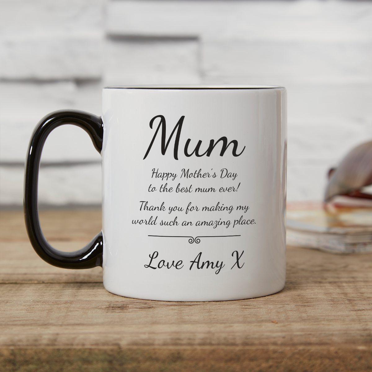 Mum 2 Tone Mug Black Rim Handle