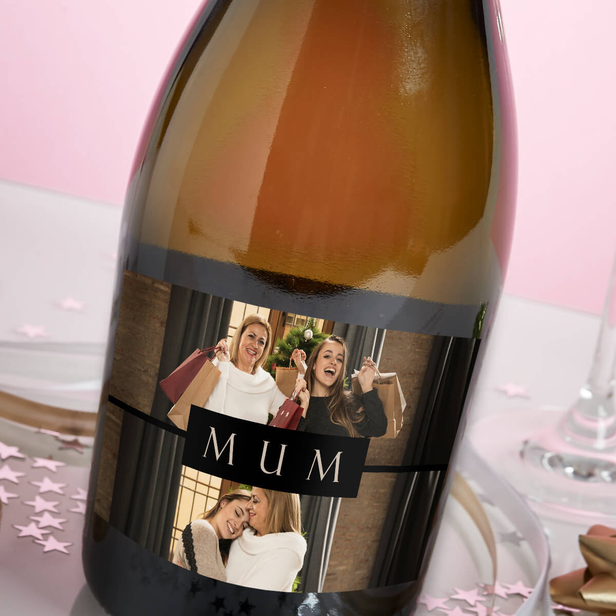 personalised Mum Double Photo Prosecco
