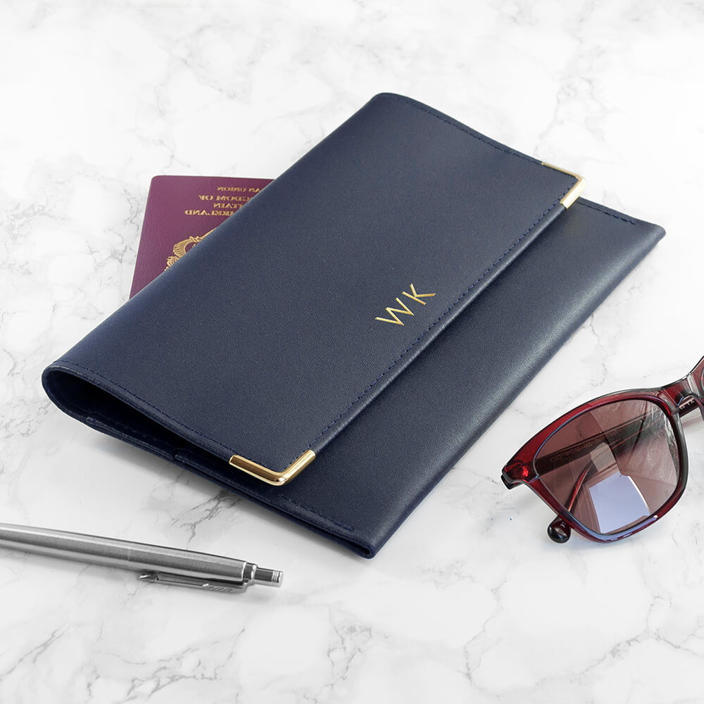 personalised Luxury Travel Organiser - Navy