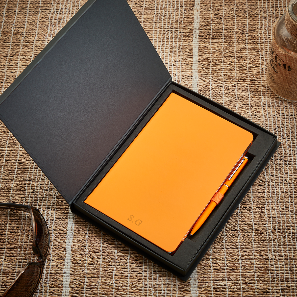 Neon Orange Notebook & Pen Gift Set