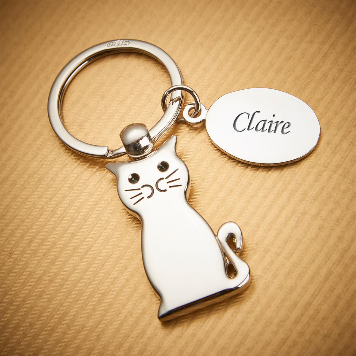 personalised Sitting Cat Keyring