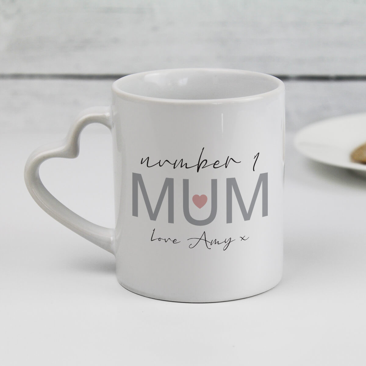 personalised Number 1 Mum Heart Handle Mug