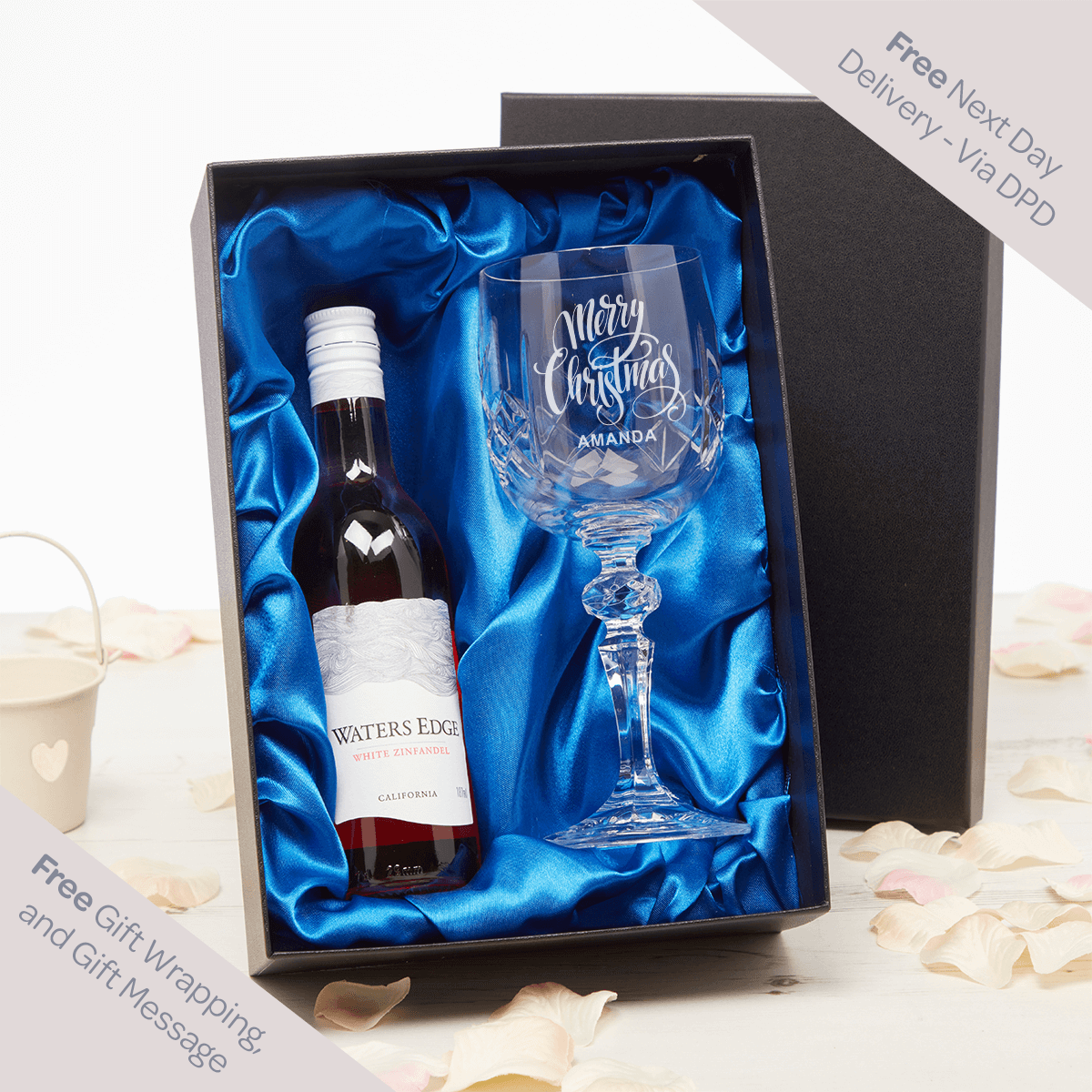 Ornate Merry Christmas Waters Edge Bottle Goblet Gift Set