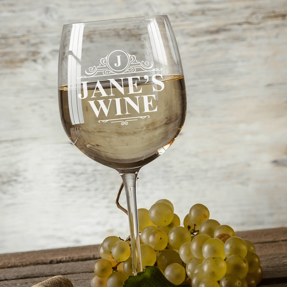 Ornate Name Personalised Wine Glass