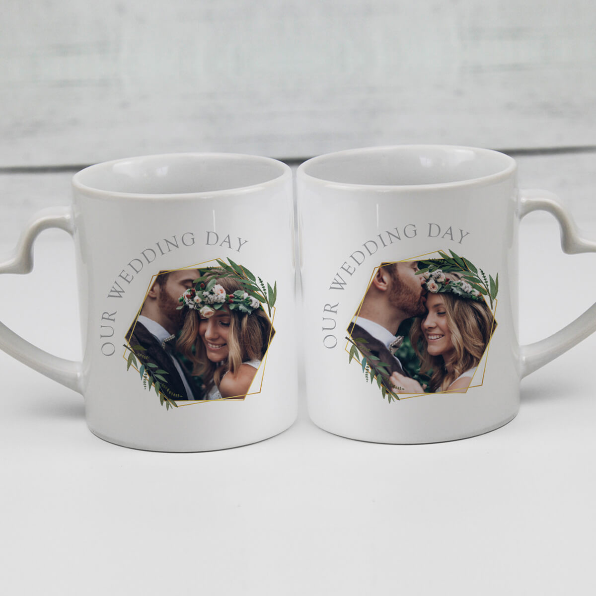Personalised Our Wedding Day Heart Handle Mugs - Boutique Gifts